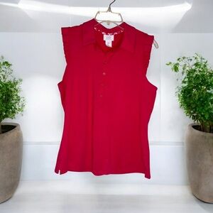 Sigrid Olsen Tennis and Golf Vibrant Deep Pink Sleeveless Blouse